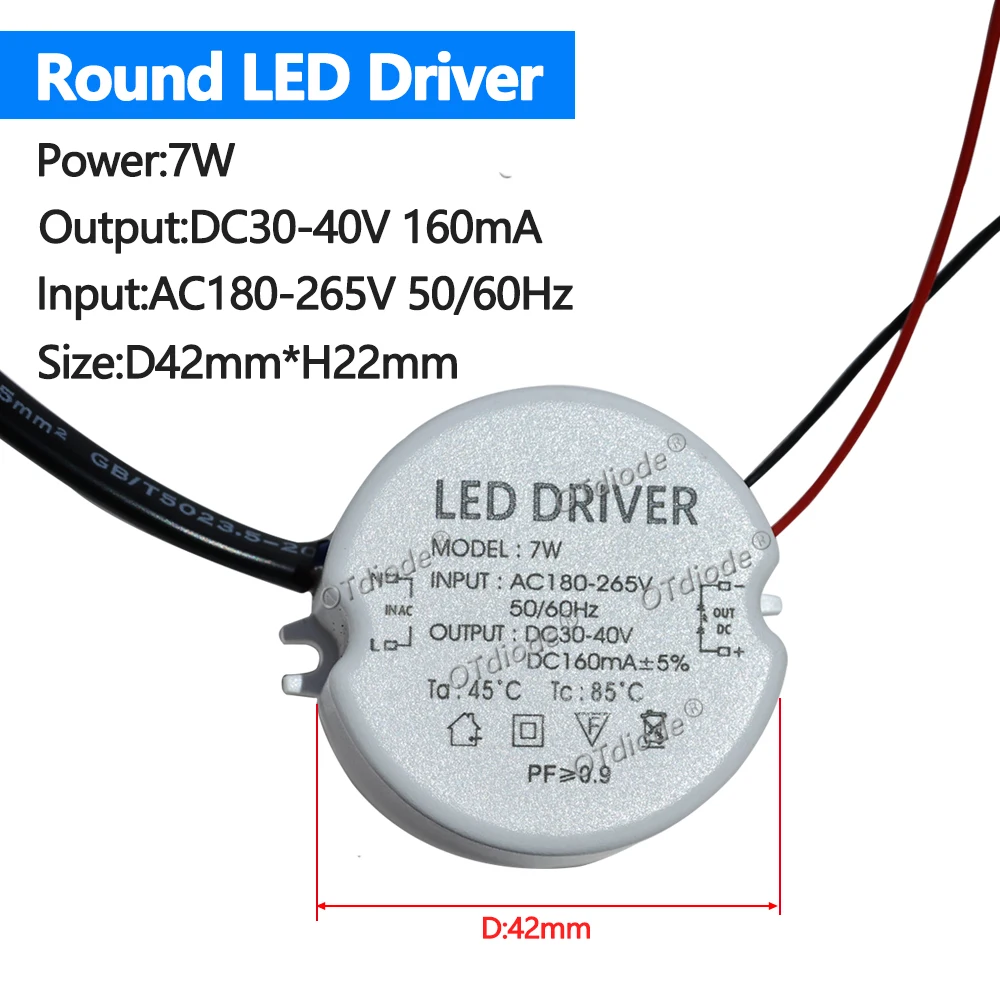 OTdiode Водонепроницаемый трансформатор освещения 180-265V to DC 24-42V 7-18W
OTdiode Водонепроницаемый трансформатор освещения 180-265V to DC 24-42V 7-18W
