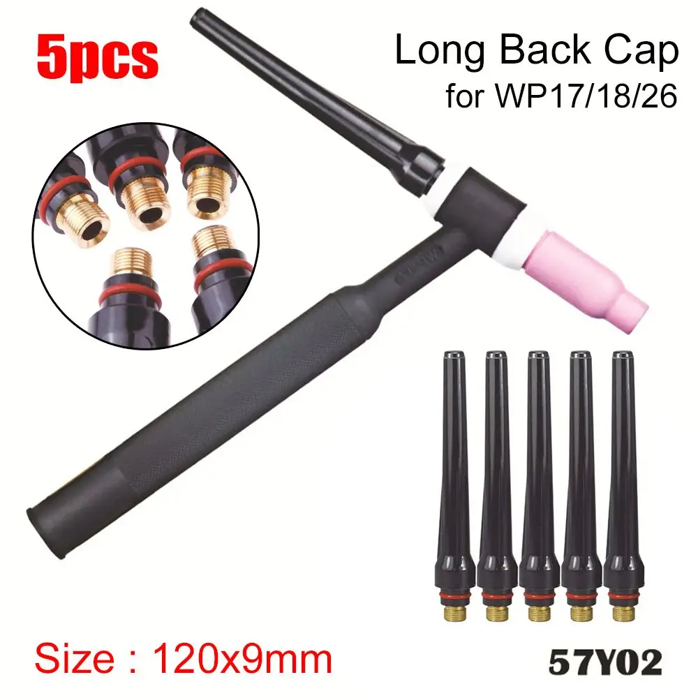 

5pcs Consumable Set Arc TIG Tool Parts Soldering Supplies 57Y02 WP17/18/26 Welding Torch Long Back Cap