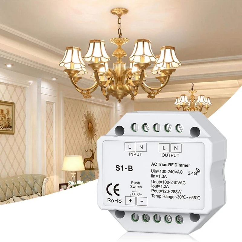 BMDT-AC 110V - 220V S1-B Led Triac RF Dimmer Use 2.4Ghz Wireless 120W-288W Push Dimmer LED Switch Controller
BMDT-AC 110V - 220V S1-B Led Triac RF Dimmer Use 2.4Ghz Wireless 120W-288W Push Dimmer LED Switch Controller