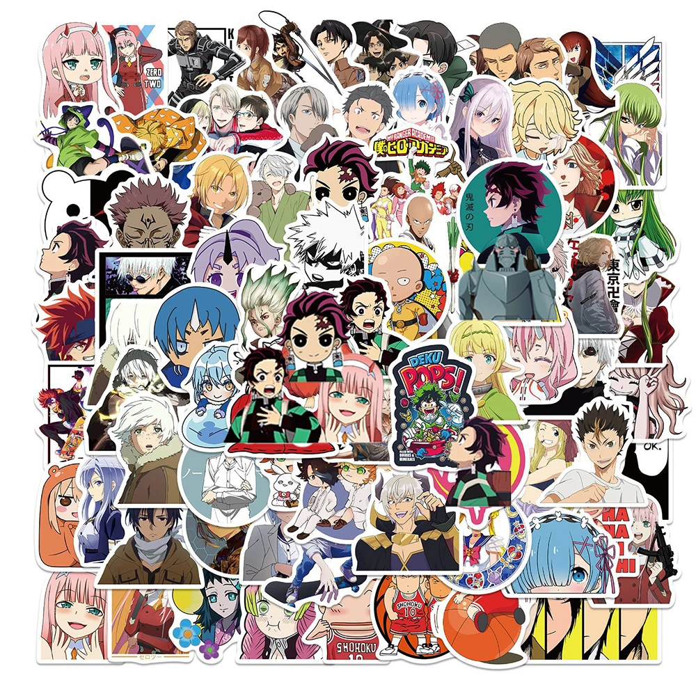 

10/30/50/100PCS Mix Anime Jujutsu Kaisen Attack on Titan Graffiti Stickers Skateboard Fridge Laptop Cool Cartoon Sticker Toys