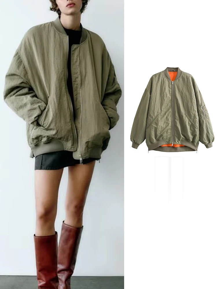 TRAF Women's Bomber Jacket Coat Autumn 2033 Oversize Coat Female O-neck Loose Jacket Casual Zipper Jacket Tops
TRAF Women's Bomber Jacket Coat Autumn 2033 Oversize Coat Female O-neck Loose Jacket Casual Zipper Jacket Tops