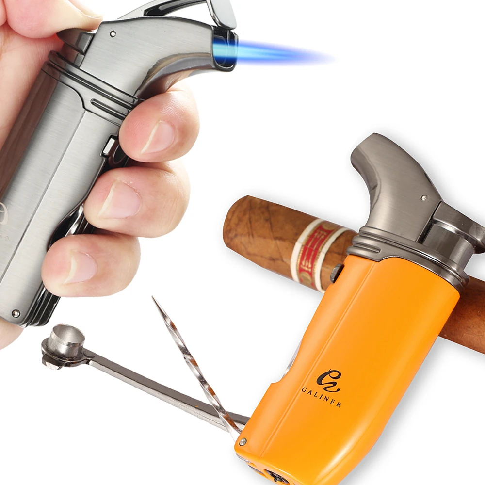 Galiner Metal Lighters 2 Torch Jet Sharp Cigar Drill Needle Windproof Luxury Cigar Lighter Gift Box Packaging
Galiner Metal Lighters 2 Torch Jet Sharp Cigar Drill Needle Windproof Luxury Cigar Lighter Gift Box Packaging
