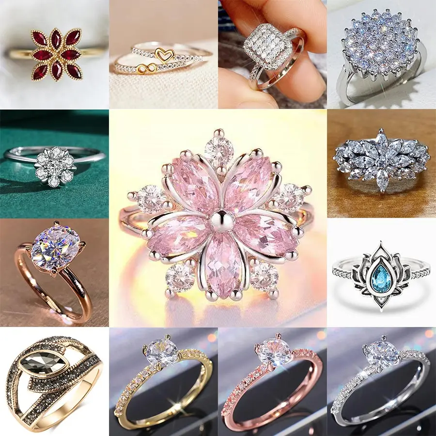 Pink Crystal Cherry Blossoms Rings for Women Elegant Flower Woman Wedding Ring White Gold Color Bride Jewelry Gifts Dropshipping
Pink Crystal Cherry Blossoms Rings for Women Elegant Flower Woman Wedding Ring White Gold Color Bride Jewelry Gifts Dropshipping