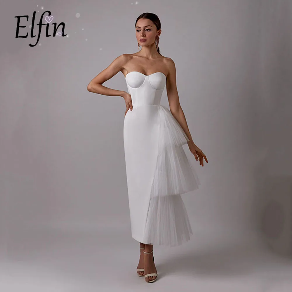 Elfin White Simple Evening Party Dress Sweetheart Tiered Tulle Tea Length Formal Prom Dress Women Night Gowns
Elfin White Simple Evening Party Dress Sweetheart Tiered Tulle Tea Length Formal Prom Dress Women Night Gowns