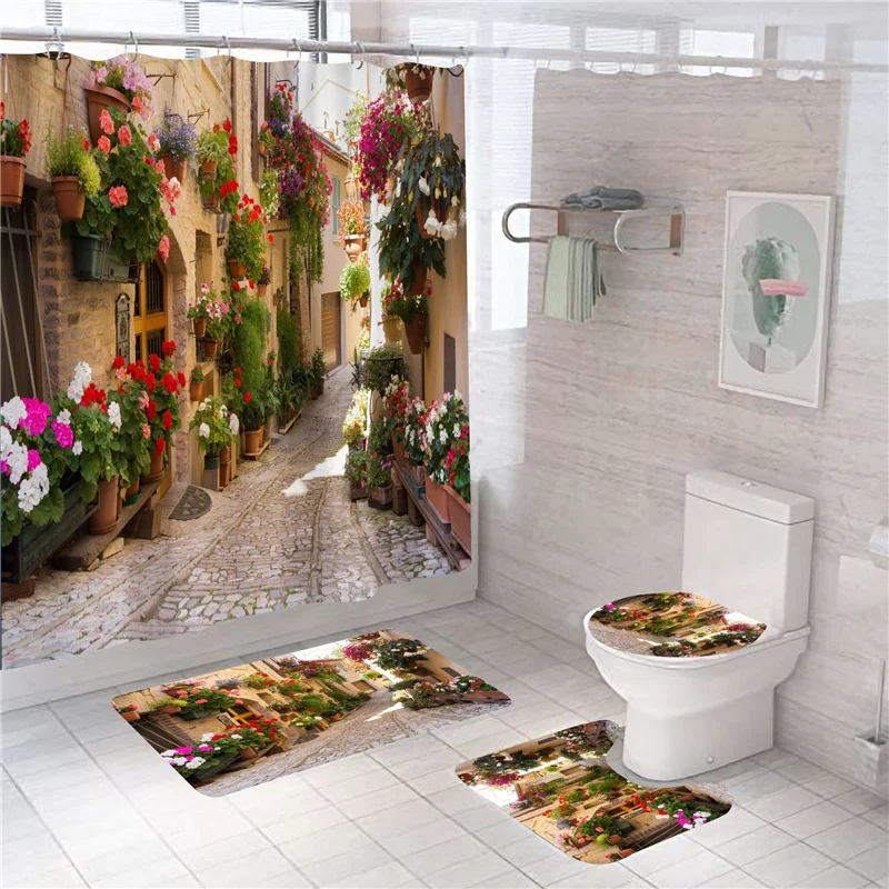 Street View Series Digital Printing Home Decor Bathroom Toilet Cover Sets Waterproof Shower Curtain Mats Carpet Rugs Suits
Street View Series Digital Printing Home Decor Bathroom Toilet Cover Sets Waterproof Shower Curtain Mats Carpet Rugs Suits