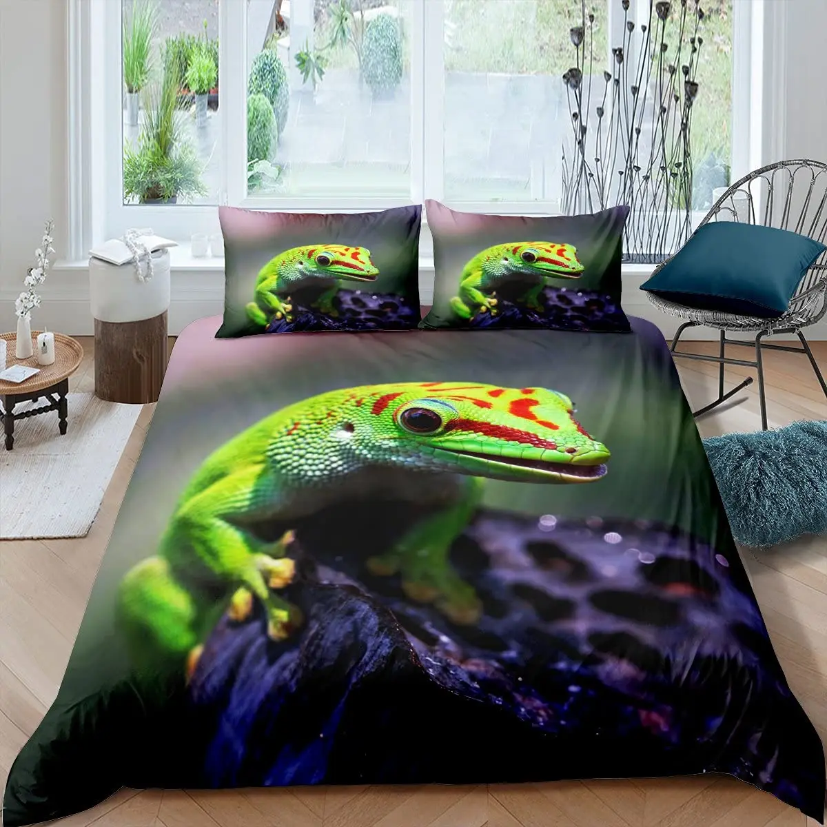 Chameleon Duvet Cover Set 3D Wild Animal Theme Twin Bedding Set Wildlife Comforter Cover Boys Green Leaf Polyester Quilt Cover
Chameleon Duvet Cover Set 3D Wild Animal Theme Twin Bedding Set Wildlife Comforter Cover Boys Green Leaf Polyester Quilt Cover