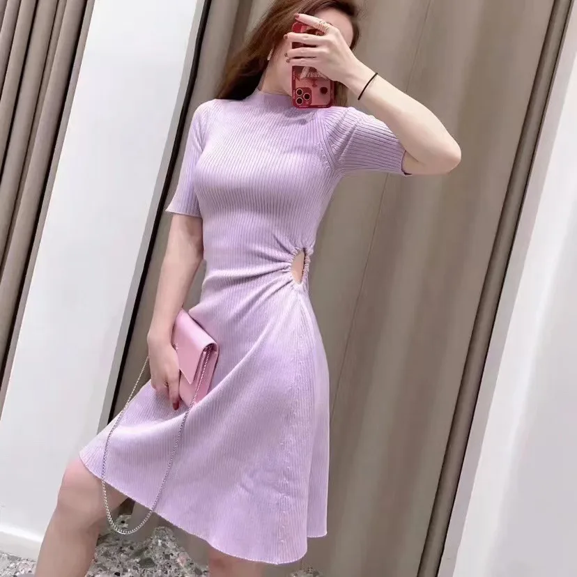 Women's Robe Mini Hollow Out Bareback Solid Slim Back Metal O-Neck Short Sleeve Dress Sexy Spring 2023
Women's Robe Mini Hollow Out Bareback Solid Slim Back Metal O-Neck Short Sleeve Dress Sexy Spring 2023