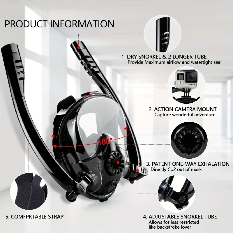 Double Tube Breathing Full Face Scuba Diving Mask Respirator Swimming Equipment Anti-fog And Leak-proof Snorkeling Mask
Double Tube Breathing Full Face Scuba Diving Mask Respirator Swimming Equipment Anti-fog And Leak-proof Snorkeling Mask