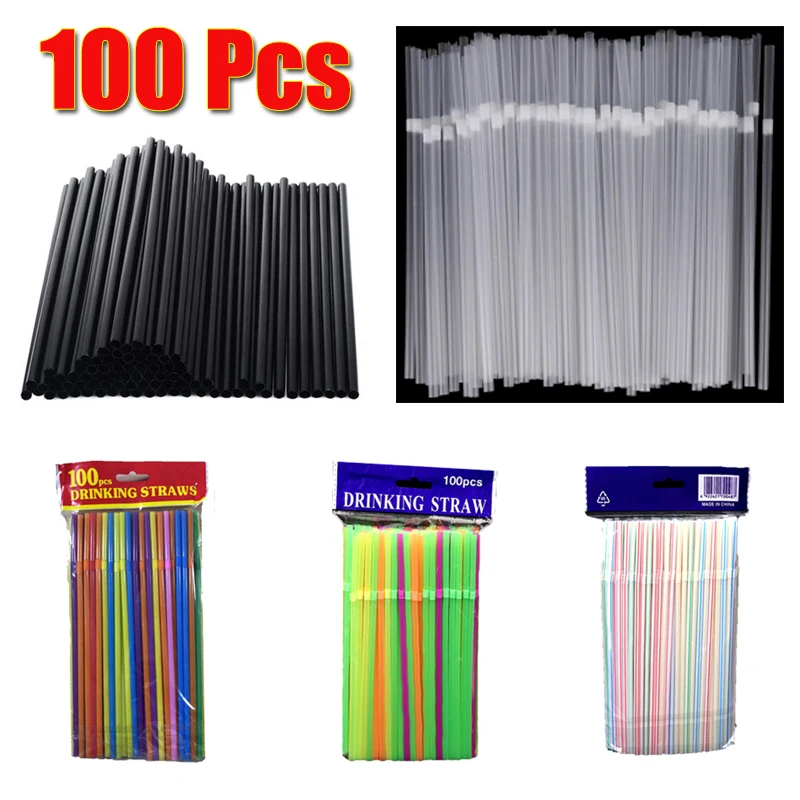 5 Models Plastic Straws 100Pcs/Bag Disposable Straws for Drinking Kitchen Party Cocktail Rietjes Black/Transparent/Multi-Color
5 Models Plastic Straws 100Pcs/Bag Disposable Straws for Drinking Kitchen Party Cocktail Rietjes Black/Transparent/Multi-Color