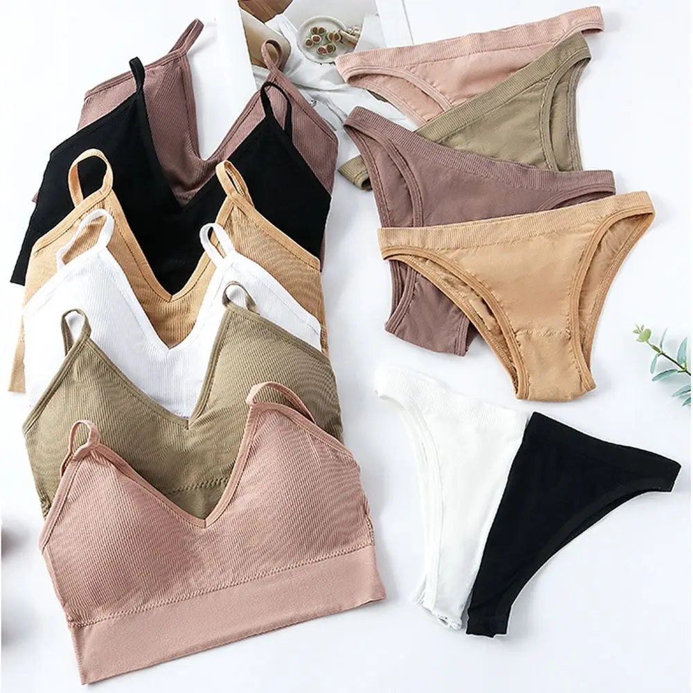 Sexy Bra Panties Set Women Underwear Set Seamless Striped Bra&Briefs Suit Push Up Triangle Cup Bra Briefs
Sexy Bra Panties Set Women Underwear Set Seamless Striped Bra&Briefs Suit Push Up Triangle Cup Bra Briefs