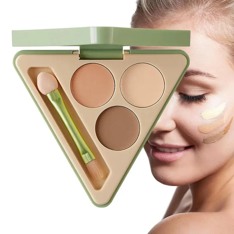 

Color Corrector Palette 3 Colors Concealer Foundation Palette With Dual-Ended Makeup Brush Color Corrector Complexion Correcting