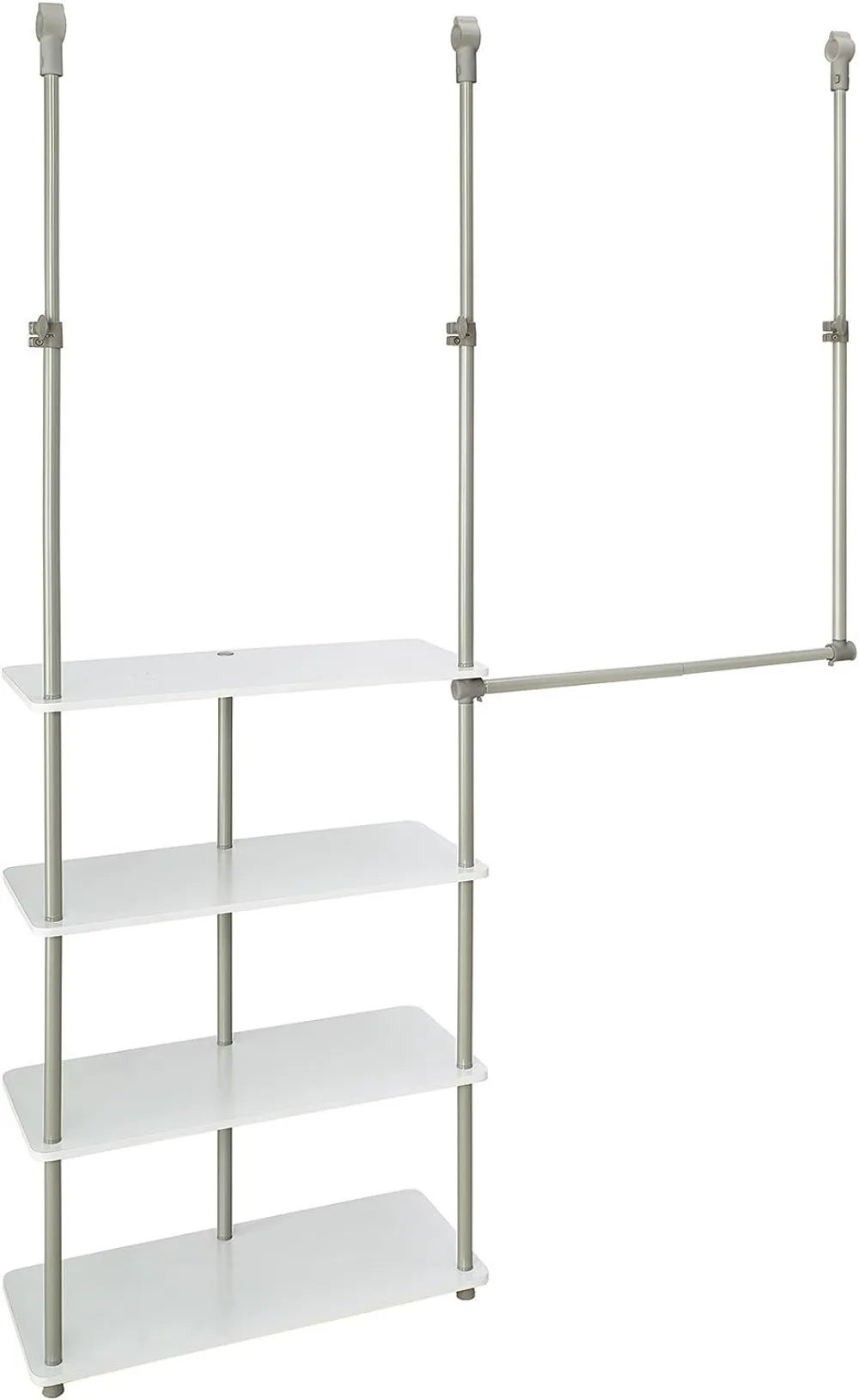 

ClosetMaid 55300 Closet Maximizer with (4) Shelves & Double Hang Rod, Tool Free Add On Unit, White Finish,11.6 x 53 x 74 inches