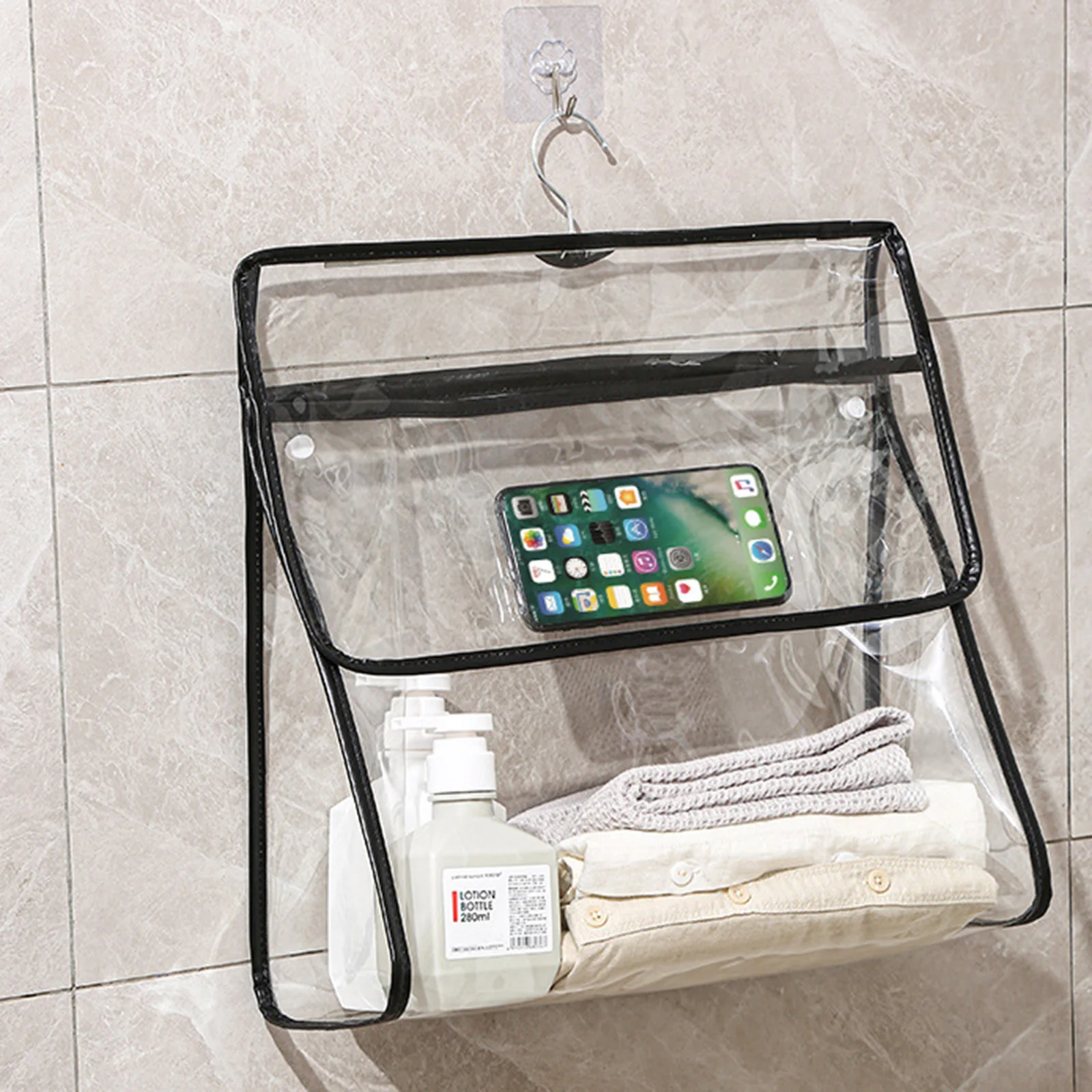 1Pc Bathroom Waterproof Hanging Bag 17.7*14.76*6.7 In PVC Storage Bags Transparent Design Save Space Large Capacity
1Pc Bathroom Waterproof Hanging Bag 17.7*14.76*6.7 In PVC Storage Bags Transparent Design Save Space Large Capacity