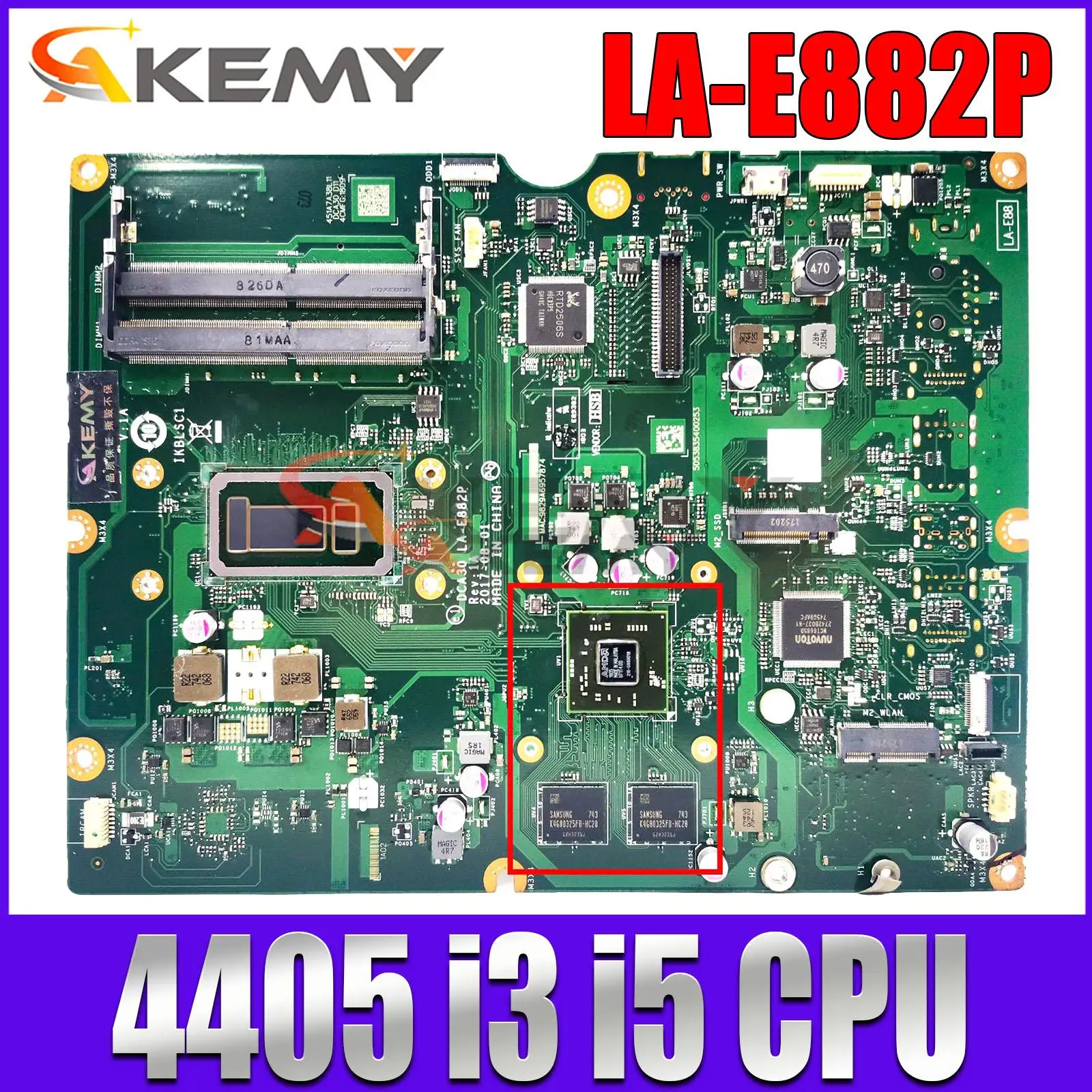 LA-E882P для Lenovo AIO 520-22IKU 520-24IKU материнская плата «Все в одном» с процессором 4405U 4415U I3 I5 DDR4 V2G GPU
LA-E882P для Lenovo AIO 520-22IKU 520-24IKU материнская плата «Все в одном» с процессором 4405U 4415U I3 I5 DDR4 V2G GPU