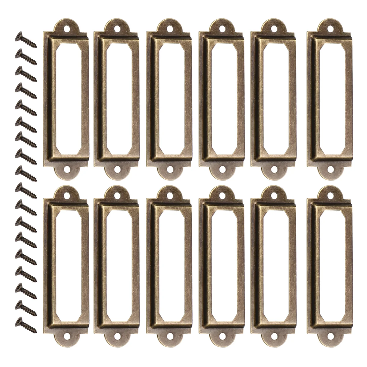 25 Pcs Retro Metal File Drawer Tag Labels Pull Labels Holder Tag Holder Drawer Accessories with 50pcs Screws for Cabinet Drawer
25 Pcs Retro Metal File Drawer Tag Labels Pull Labels Holder Tag Holder Drawer Accessories with 50pcs Screws for Cabinet Drawer