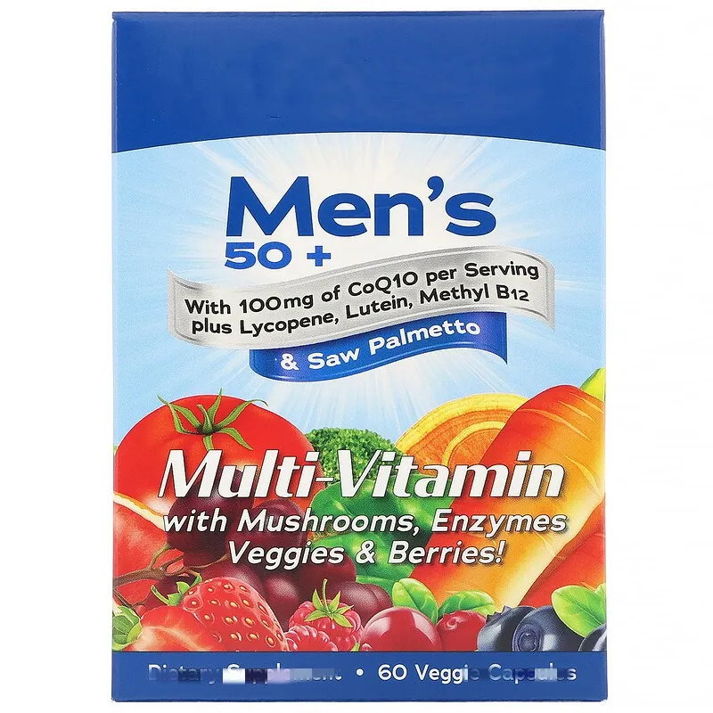 Men's 50+ Multivitamin with Coenzyme Q10, Mushrooms, Enzymes, Vegetables, Berries, 60 pieces
Men's 50+ Multivitamin with Coenzyme Q10, Mushrooms, Enzymes, Vegetables, Berries, 60 pieces