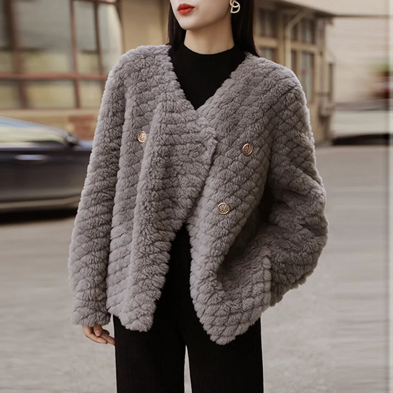 Autumn Winter Warm Sheep Shearling Coat For Women Grain Velvet Cloud Wool Fur Coat 2022 New Fashion Solid Color Lamb Wool Jacket
Autumn Winter Warm Sheep Shearling Coat For Women Grain Velvet Cloud Wool Fur Coat 2022 New Fashion Solid Color Lamb Wool Jacket
