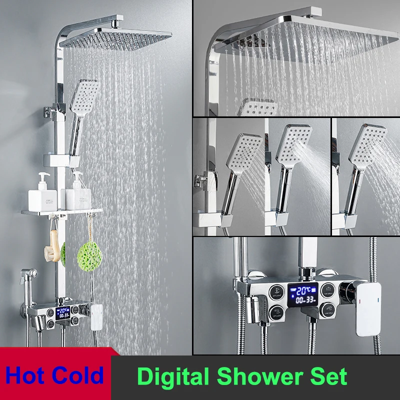 Temperature Control Thermostatic Bathroom Shower Set Brass Bathtub Mixer Faucet Smart Digital Shower sets
Temperature Control Thermostatic Bathroom Shower Set Brass Bathtub Mixer Faucet Smart Digital Shower sets