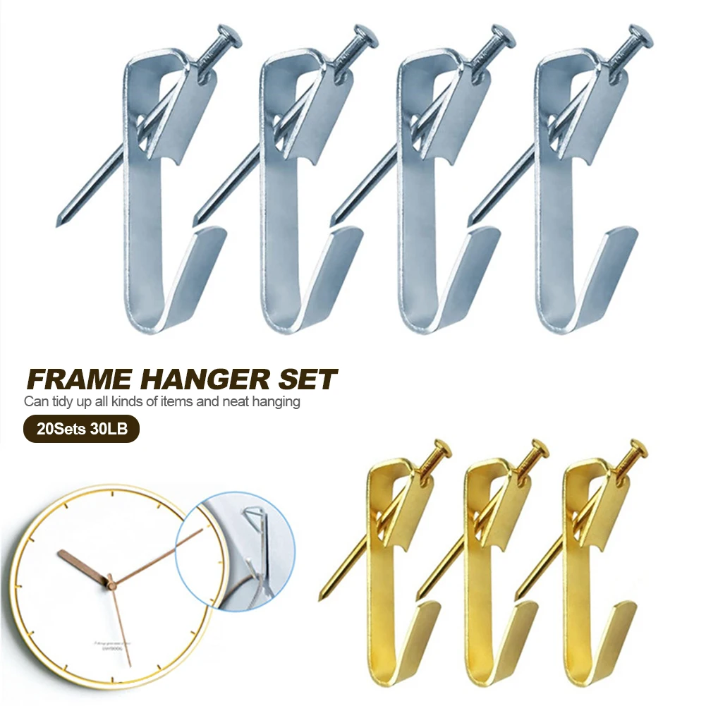 30Sets 20LB Golden Heavy Duty Picture Hangers with Nails Photo Frame Hooks Drywall Oil Painting Mirror Picture Hanging Hook
30Sets 20LB Golden Heavy Duty Picture Hangers with Nails Photo Frame Hooks Drywall Oil Painting Mirror Picture Hanging Hook