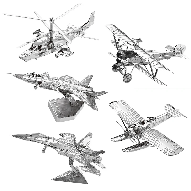 

Helicopter 3D Metal Puzzle Hansa Brandeburg W29 UFO 17 fighters J20 J15 model KITS Assemble Jigsaw Puzzle Gift Toys For Children