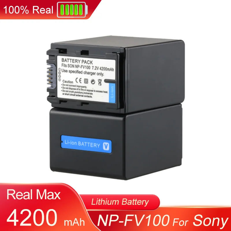 Real Max Capacity NP-FV100 Battery for Sony 4200mAh Rechargeable Lithium-Ion Batteries Pack Compatible with NP-FV30 NP-FV50
Real Max Capacity NP-FV100 Battery for Sony 4200mAh Rechargeable Lithium-Ion Batteries Pack Compatible with NP-FV30 NP-FV50