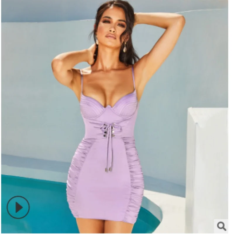 European and American Style Banquet NewStreet Shot Sexy Temperament Lace Pleated Strap Slim Dress
European and American Style Banquet NewStreet Shot Sexy Temperament Lace Pleated Strap Slim Dress