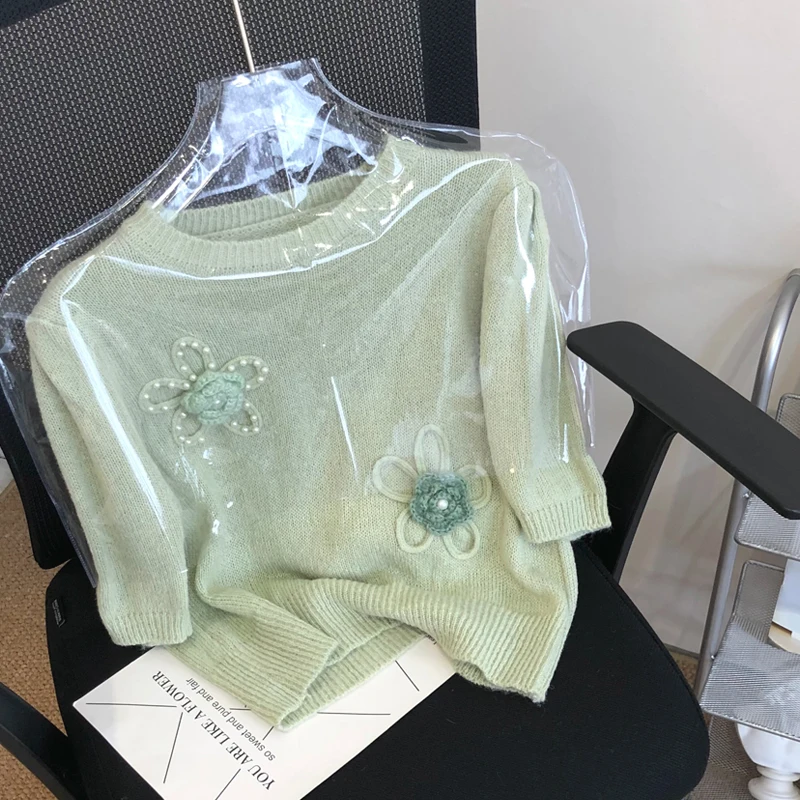 Embroidery Knitted Green Women T-Shirts Summer Sweet Style 2022 O-Neck Half Sleeved Slim Elegant Female Pulls Tops Tees
Embroidery Knitted Green Women T-Shirts Summer Sweet Style 2022 O-Neck Half Sleeved Slim Elegant Female Pulls Tops Tees