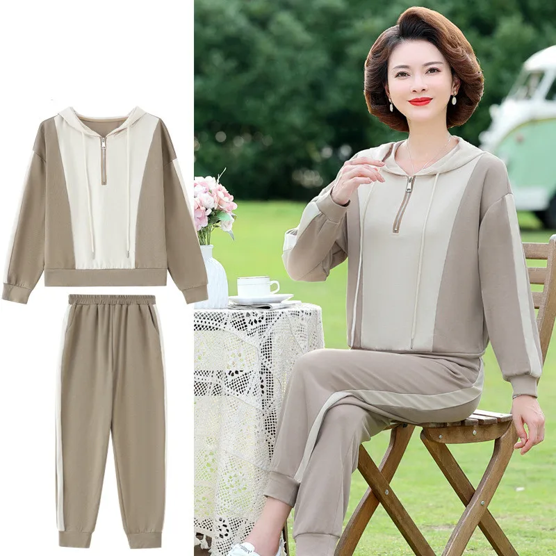 XL-5XL Middle-Aged Mother Casual Sweater Suit Fashion Hooded Two-Piece Set Spring Autumn 40 To 60 Years Old Women's Suit
XL-5XL Middle-Aged Mother Casual Sweater Suit Fashion Hooded Two-Piece Set Spring Autumn 40 To 60 Years Old Women's Suit
