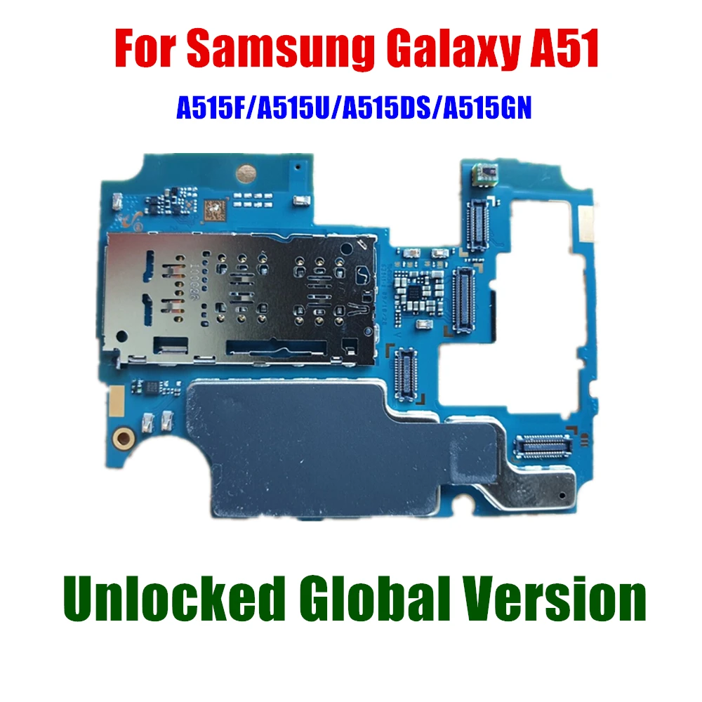

128GB For Samsung Galaxy A51 A515F Unlocked Motherboard With Android System Logic Board Full Chips Mainboard