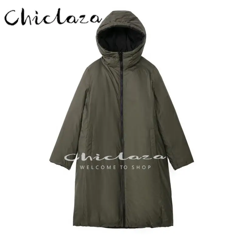 CHICLAZA 2022 Winter Woman Fashion Green Double Sided Parka Coat Female Casual Long Sleeve Zipper Warm Loose Hooded Outwear
CHICLAZA 2022 Winter Woman Fashion Green Double Sided Parka Coat Female Casual Long Sleeve Zipper Warm Loose Hooded Outwear