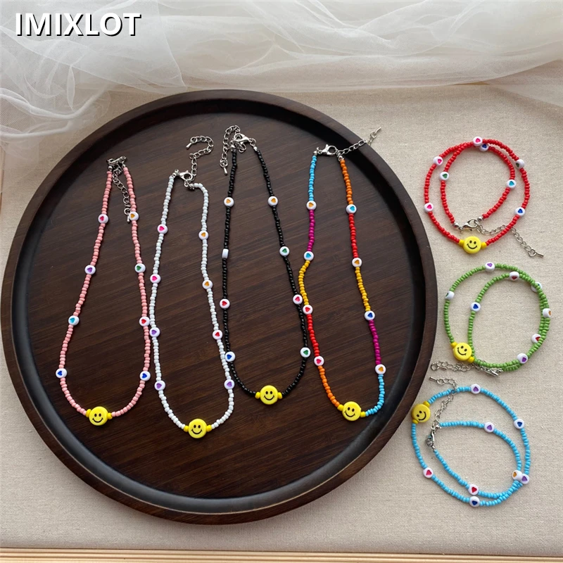 Kpop Vintage Colorful Resin Smiley Love Beaded Chain Necklace for Women Boho Harajuku Aesthetic Crystal Jewelry EMO Y2K Accessor
Kpop Vintage Colorful Resin Smiley Love Beaded Chain Necklace for Women Boho Harajuku Aesthetic Crystal Jewelry EMO Y2K Accessor