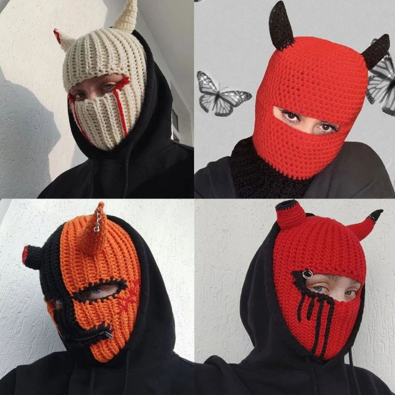Novelty Horns Knitted Hat Full Face Mask Wool Hat Winter Ski Mask Hat Beanies Balaclava Hat for Festival Holiday
Novelty Horns Knitted Hat Full Face Mask Wool Hat Winter Ski Mask Hat Beanies Balaclava Hat for Festival Holiday