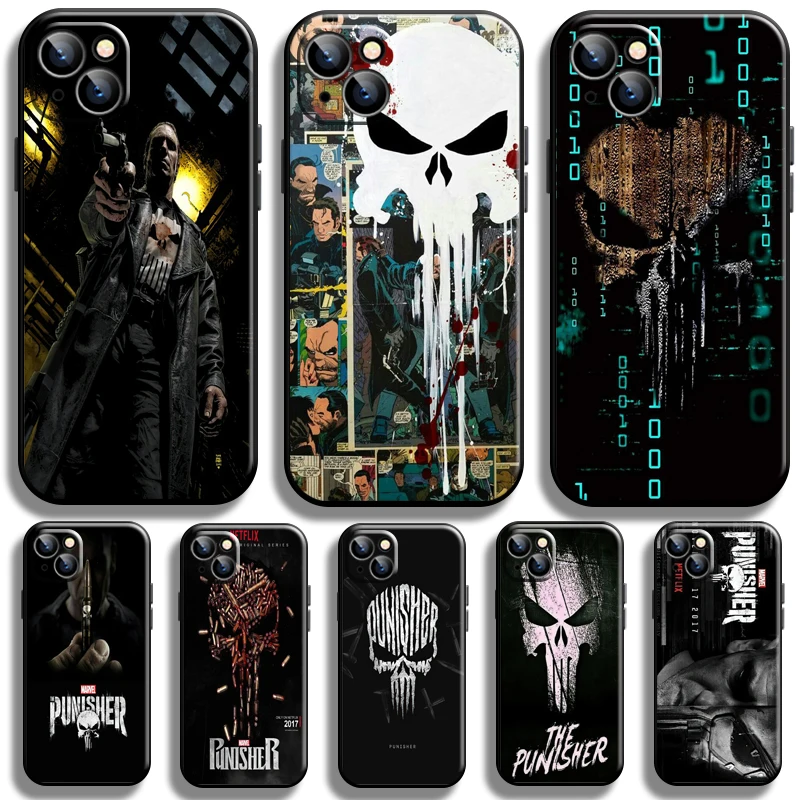 

Marvel Punisher Frank Castle For Apple iPhone 13 12 11 Pro 12 13 Mini X XR XS Max SE 5 6 6s 7 8 Plus Phone Case Carcasa Black