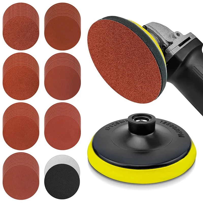 5 Inch Sanding Pad With 70Pcs Sanding Discs And 2Pcs Foam Buffering Pads, Angle Grinder Attachments With 5/8-11 Threads
5 Inch Sanding Pad With 70Pcs Sanding Discs And 2Pcs Foam Buffering Pads, Angle Grinder Attachments With 5/8-11 Threads