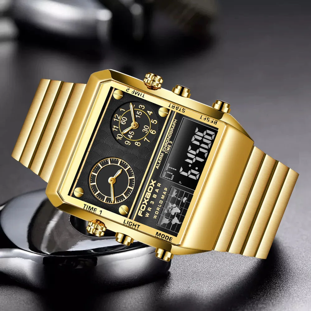Часы наручные LIGE мужские с квадратным циферблатом креативные брендовые
