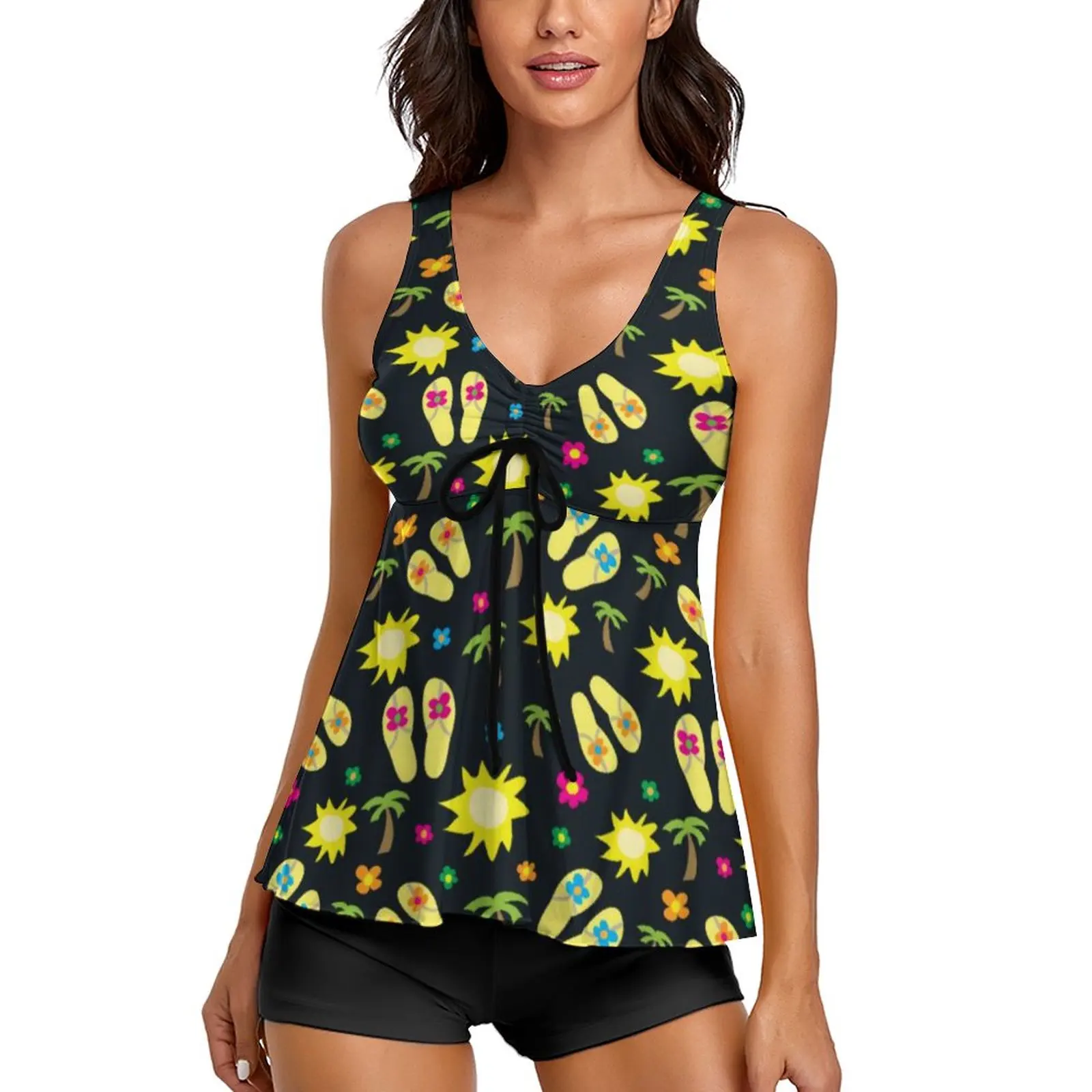 Vacation Palm Tankini Swimsuit Summer Time Flip Flops Two Piece Pool Swimwear Women Classic Bathing Suits High Waist Beachwear
Vacation Palm Tankini Swimsuit Summer Time Flip Flops Two Piece Pool Swimwear Women Classic Bathing Suits High Waist Beachwear