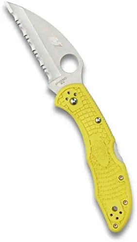 

Salt 2 Lightweight Knife with 3" H-1 Ultra-Corrosion Resistant Steel Blade and Yellow FRN Handle - PlainEdge - C88PYL2 Hockey gr