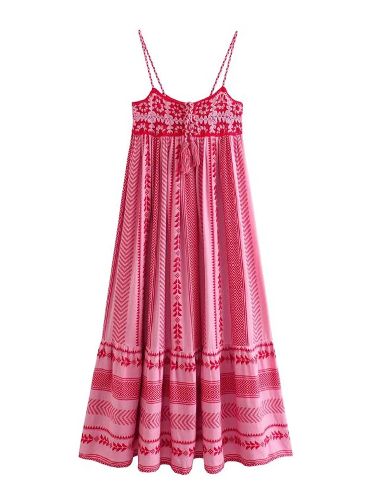 

Женское винтажное платье на бретельках Kumsvag, свободное трикотажное платье в стиле пэчворк с кисточками, элегантное уличное платье без бретелек, одежда на лето 2023