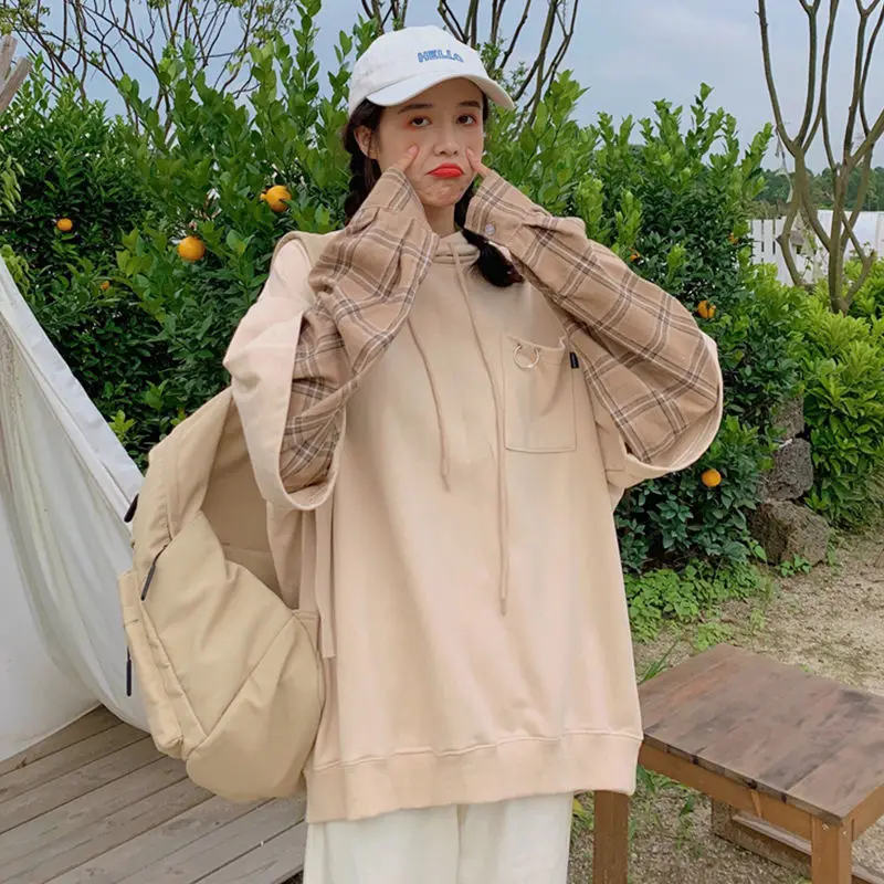 2021 Fashion Ladies Cotton Long Sleeve Top Streetwear Splice Hoody Korean Style Sweatshirt Women Spring Kawaii Hoodies Winter
2021 Fashion Ladies Cotton Long Sleeve Top Streetwear Splice Hoody Korean Style Sweatshirt Women Spring Kawaii Hoodies Winter