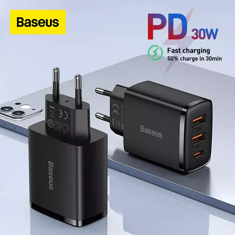 

Baseus USB Type C Charger 30W Phone Charger Quick Charge For iPhone 13 12 Pro Max QC3.0 PD 20W Fast Charging For Samsung Xiaomi
