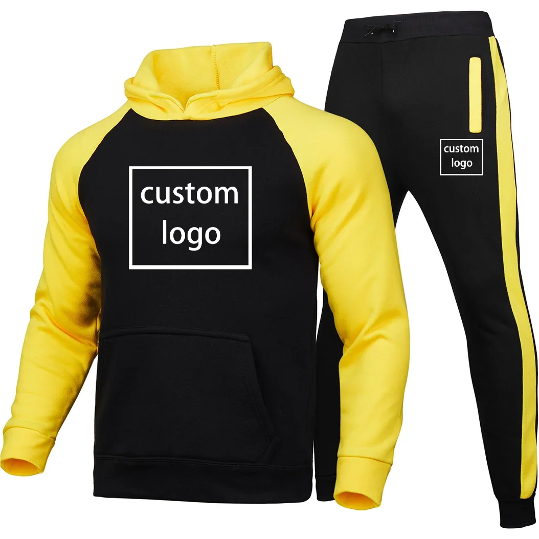 

Флисовая толстовка с логотипом на заказ, комплект с толстовкой и брюками, спортивная одежда, мужская одежда для мужчин, спортивные костюмы