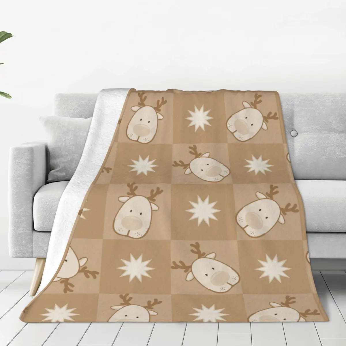 

Christmas Elk Blanket Ultra Soft Cozy Blooming Flowers Decorative Flannel Blanket All Season For Home Couch Bed Chair Travel