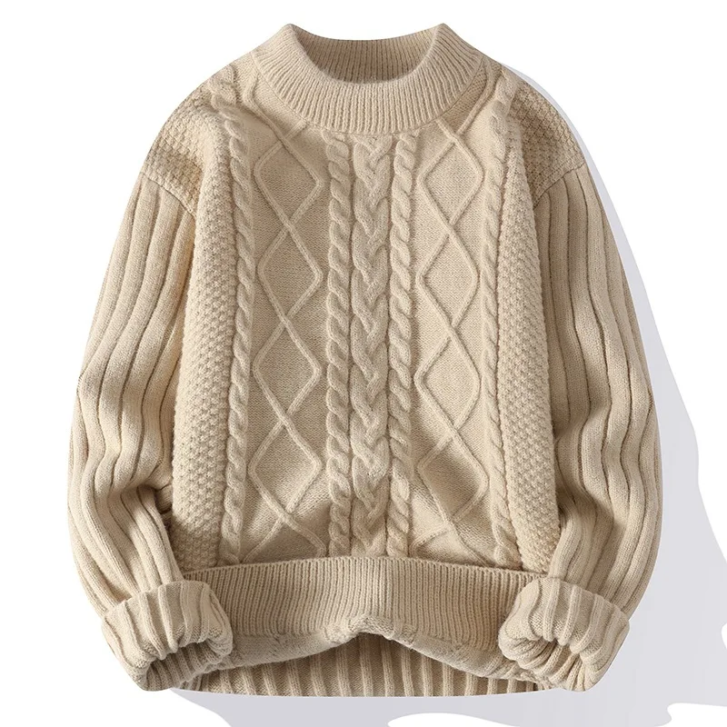 

Twisted fried dough twist hand knitting sweater for men's autumn and winter new thickened pullover fashion knitwear warm sweater