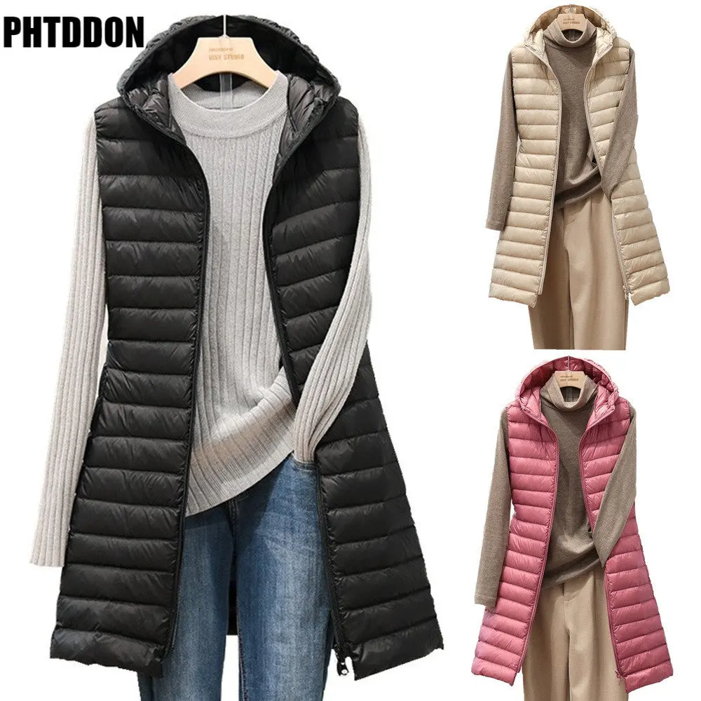 New female autumn and winter medium long hooded light down padded jacket waistcoat cotton vest
New female autumn and winter medium long hooded light down padded jacket waistcoat cotton vest