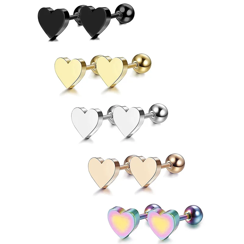 2Pcs Women stainless steel Heart Shape Love Screw Stud Earrings Piercing Jewelry Tragus Earrings Cartilage Helix Ear Bone Nail
2Pcs Women stainless steel Heart Shape Love Screw Stud Earrings Piercing Jewelry Tragus Earrings Cartilage Helix Ear Bone Nail