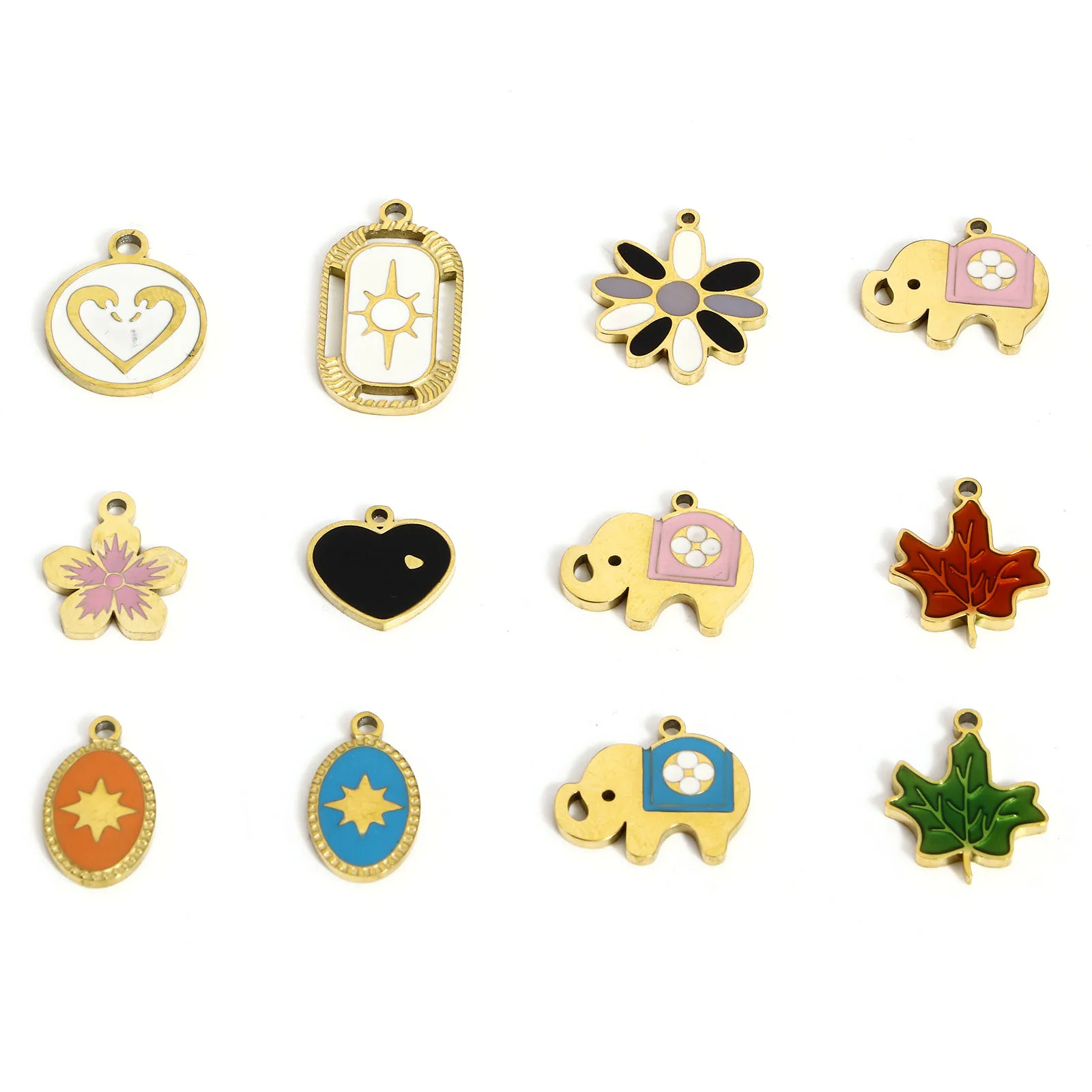 1PC Elephant Flower Heart Charms 304 Stainless Steel Enamel Maple Leaf Round Pendants For Jewelry Making Diy Necklace Earrings
1PC Elephant Flower Heart Charms 304 Stainless Steel Enamel Maple Leaf Round Pendants For Jewelry Making Diy Necklace Earrings