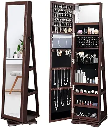 Jewelry Cabinet, Lockable Standing Jewelry Armoire with Full Length Mirror, Large Jewelry Organizer Jewelry Armoire with Rear St
Jewelry Cabinet, Lockable Standing Jewelry Armoire with Full Length Mirror, Large Jewelry Organizer Jewelry Armoire with Rear St