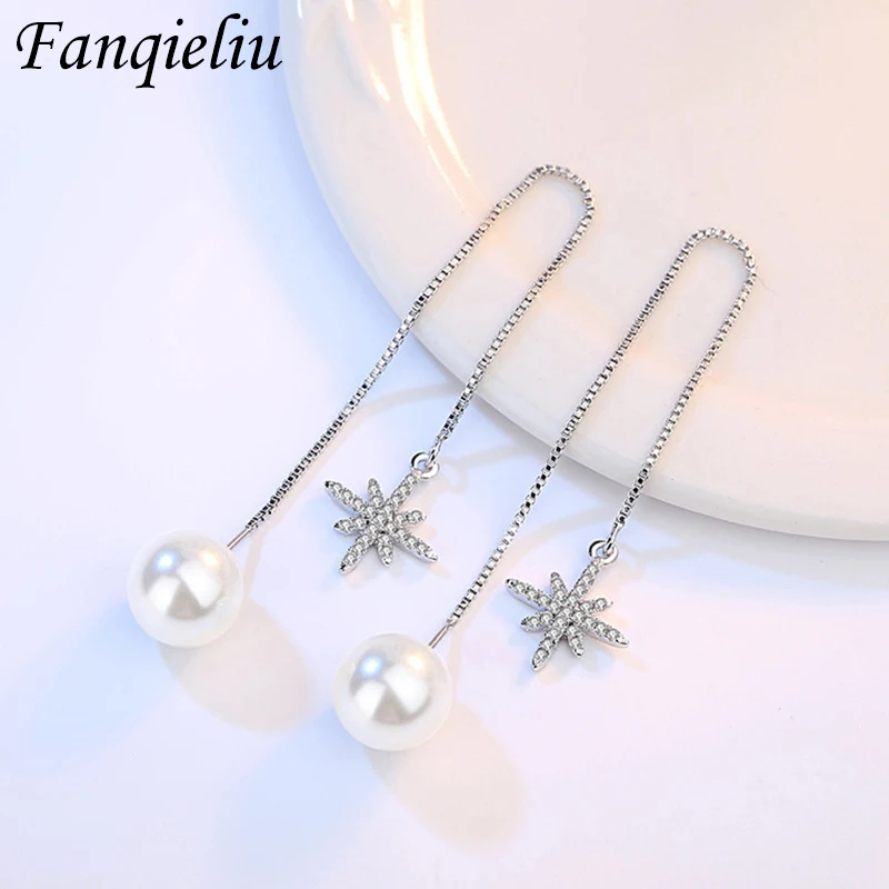 Fanqieliu S925 Stamp Hot Women's Drop Earrings Long Chain Pearl Jewelry Zircon Star Dangler Luxury Gift For Girl New FQL193264
Fanqieliu S925 Stamp Hot Women's Drop Earrings Long Chain Pearl Jewelry Zircon Star Dangler Luxury Gift For Girl New FQL193264
