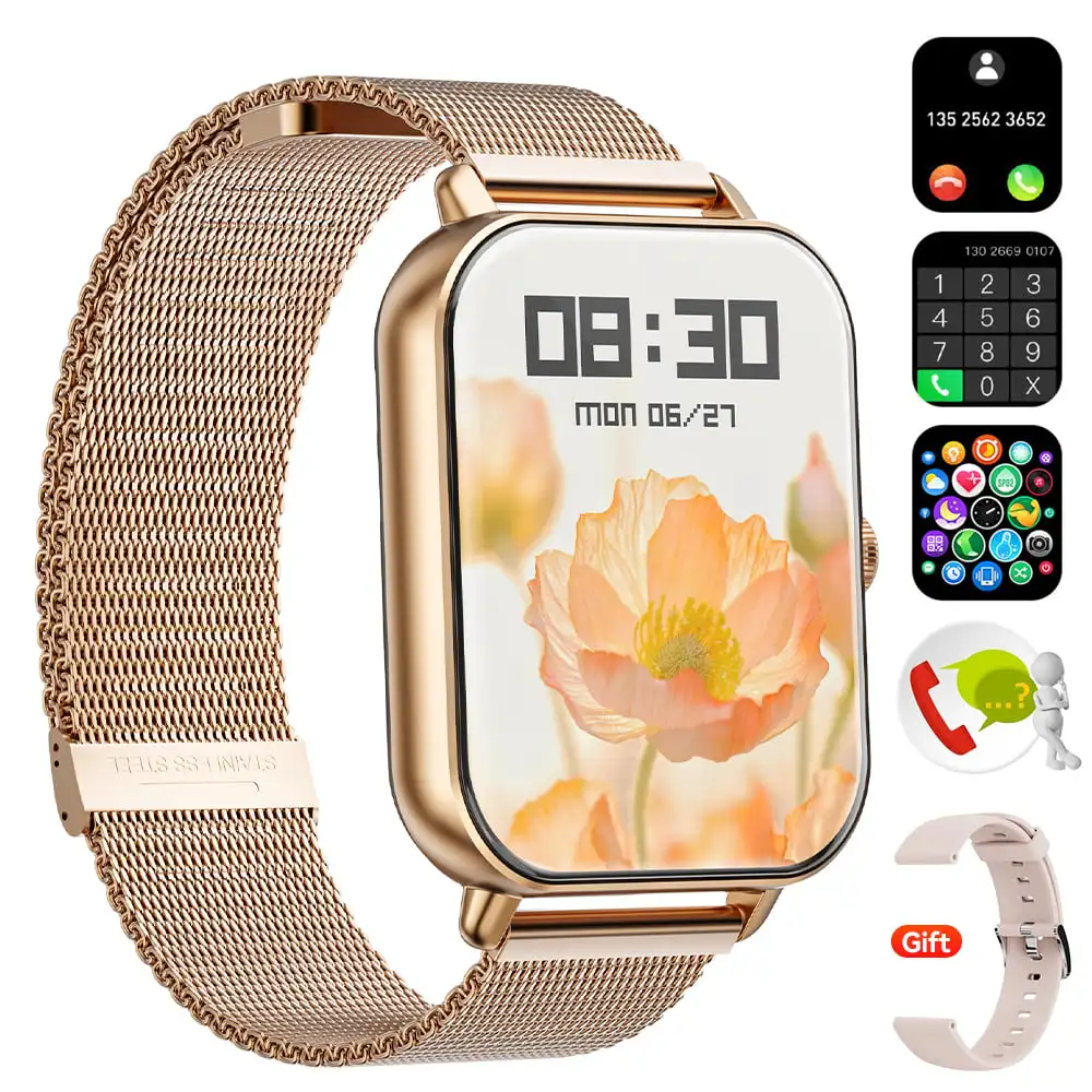 L21 2022 Watch Women Bluetooth Call with Fitness Tracker Heart Rate Detection Gold (Steel Belt)
L21 2022 Watch Women Bluetooth Call with Fitness Tracker Heart Rate Detection Gold (Steel Belt)