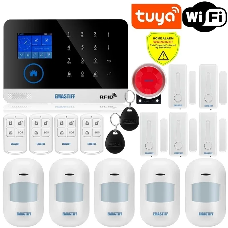 NEW Wireless Tuya APP SIM GSM Home RFID Burglar Security LCD Touch Keyboard WIFI GSM Alarm System Sensor kit Russian,Spanish
NEW Wireless Tuya APP SIM GSM Home RFID Burglar Security LCD Touch Keyboard WIFI GSM Alarm System Sensor kit Russian,Spanish